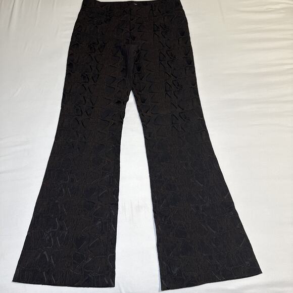 VTG Cache Luxe Pants 10 Trousers Animal Print Black Brown Embossed Wide Leg EUC - Picture 1 of 12